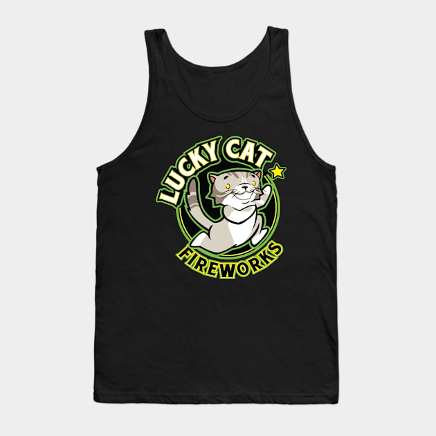 Lucky Cat Fireworks Tank Top by Mattocks Design